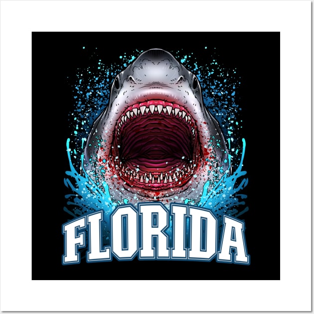 Florida Great White Shark Beach Vacation Wall Art by BDAZ